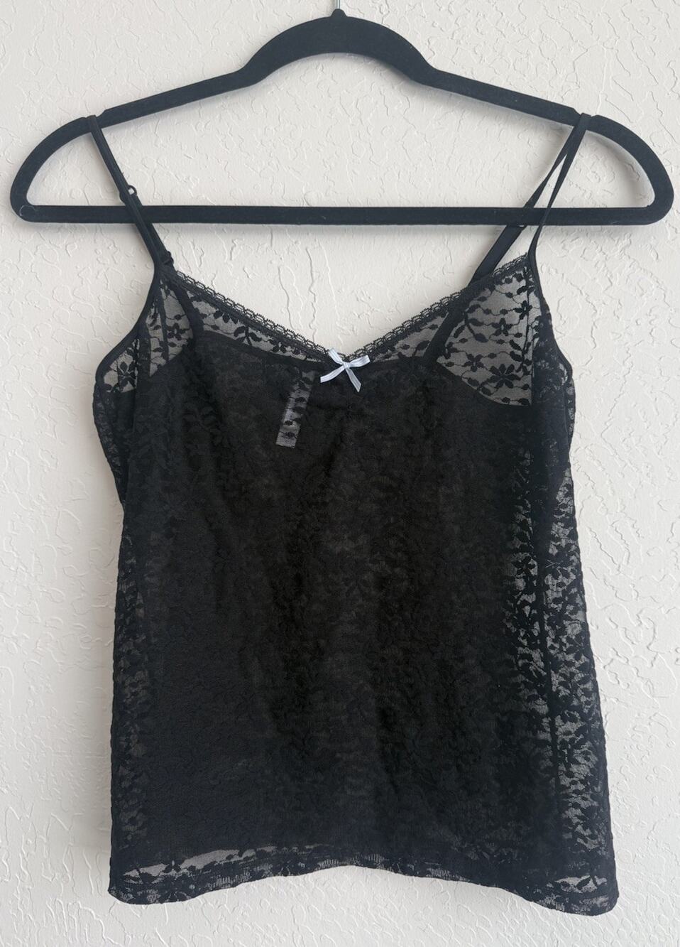 Tommy Hilfiger women’s Y2K Black Lace Cami With Adjustable Straps